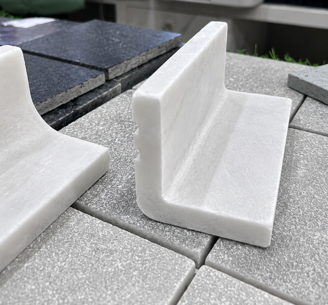 Pool cove wall to floor curve profile natural stone Thailand